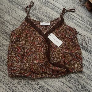 Pink Rose Women's Floral Brown Top